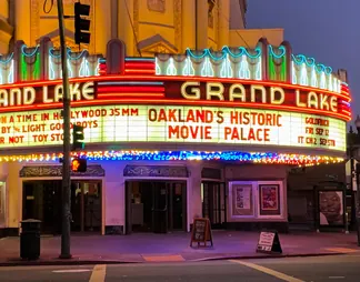 Grand Lake Theater at night