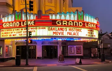 Grand Lake Theater at night