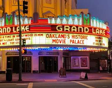 Grand Lake Theater at night